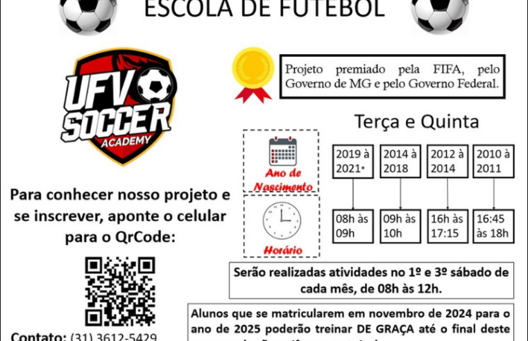 Projeto UFV Soccer Academy oferece vagas para crianças de Viçosa e região