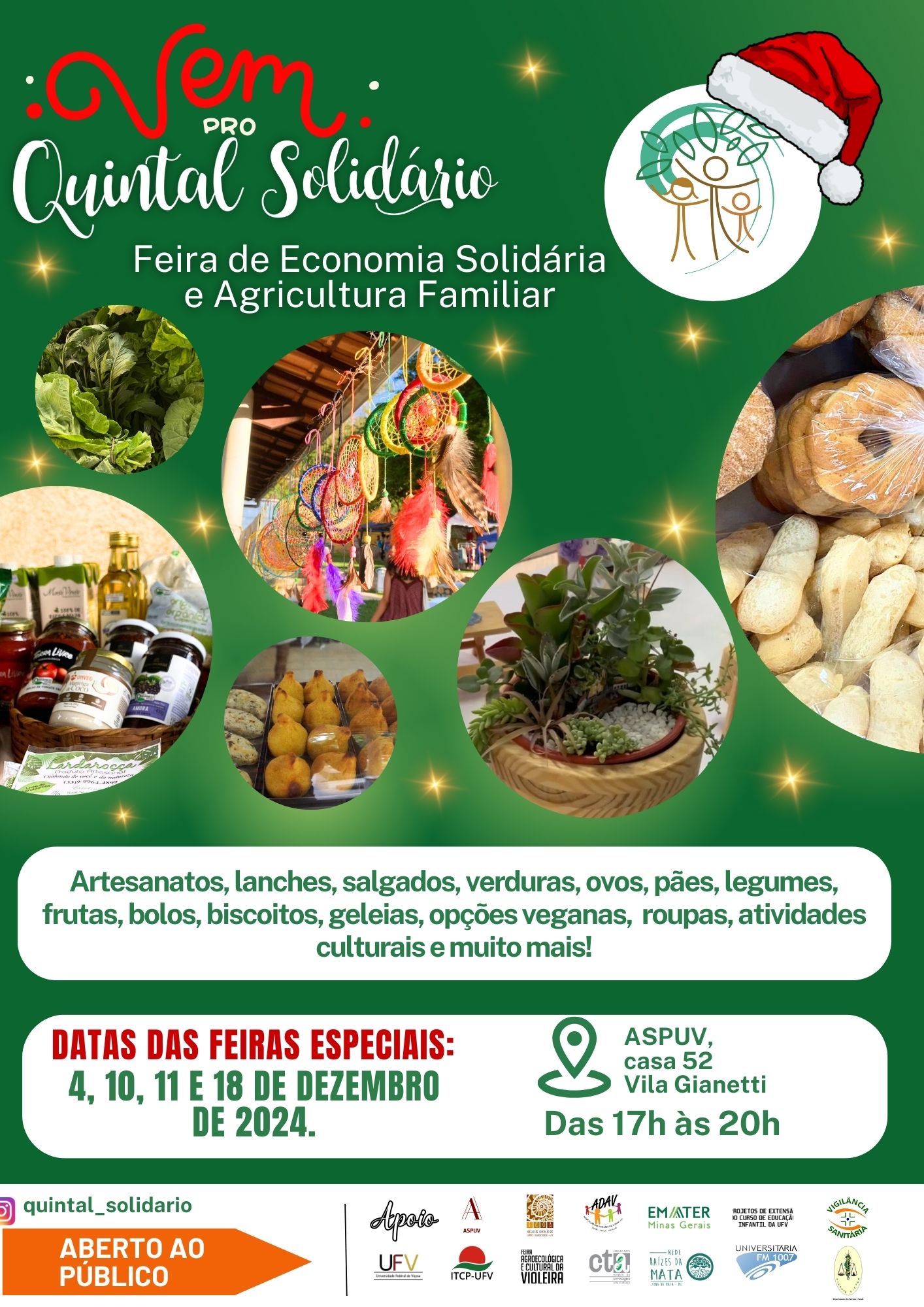 Feira Quintal Solidário tem programação especial em dezembro