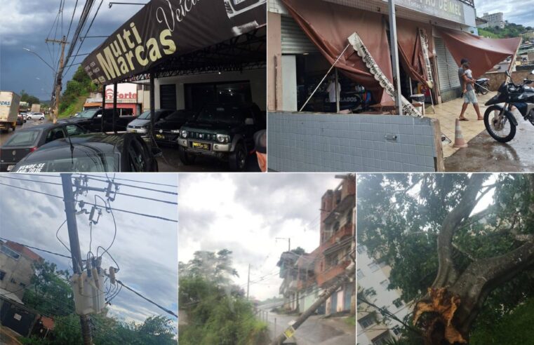 Tempestade com fortes chuvas e ventos causa estragos em Viçosa