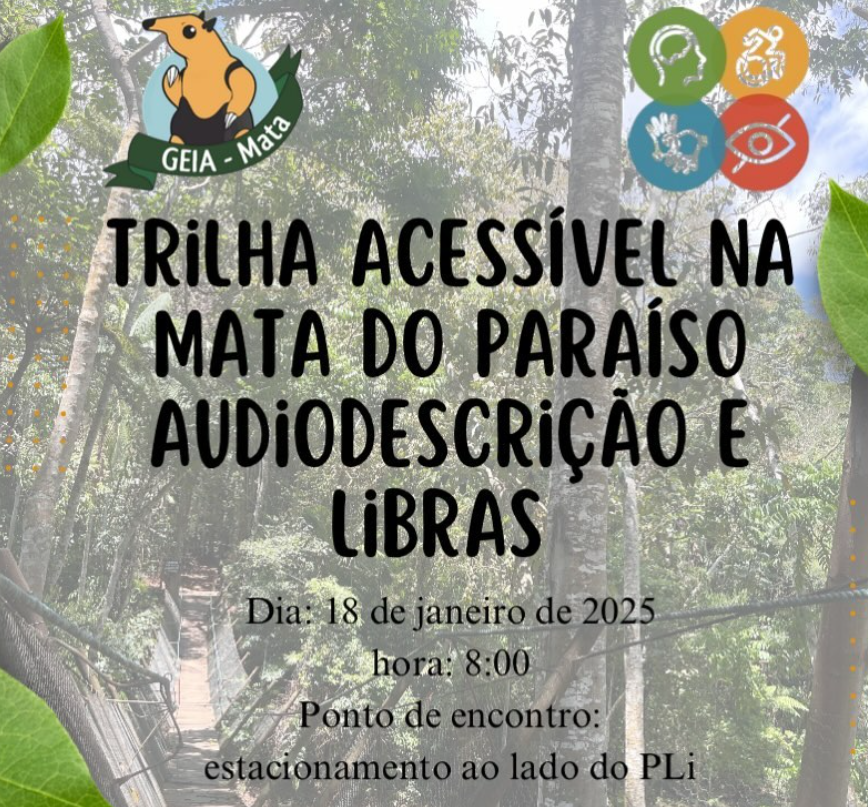Trilha Sensorial na Mata do Paraíso tem inscrições abertas para toda comunidade