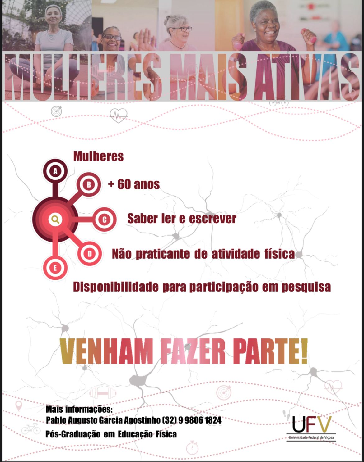 Departamento de Educação Física seleciona mulheres de 60 anos ou mais para pesquisa