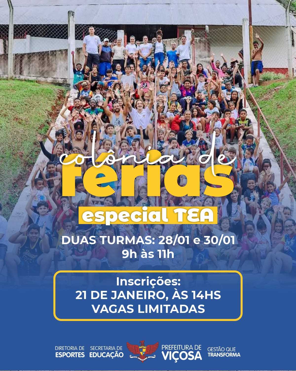Prefeitura de Viçosa abre inscrições para a Colônia de Férias especial TEA