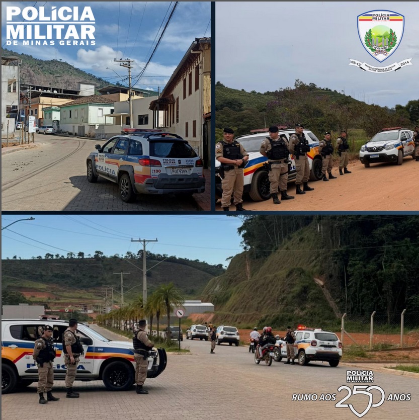 Operação Férias Seguras da PM reforça o policiamento em Araponga e Pedra do Anta