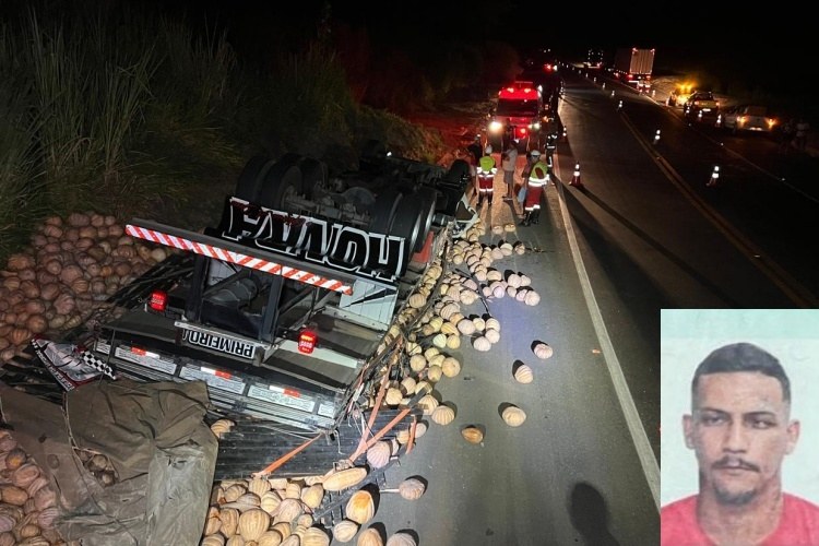 Tragédia na BR-116: Tombamento de carreta causa morte e espalha abóboras pela pista