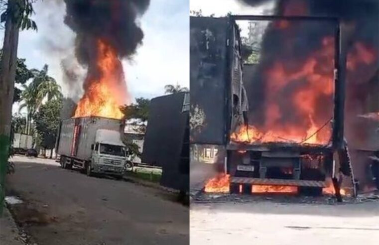 Caminhão de indústria moveleira de Ubá pega fogo no Rio de Janeiro