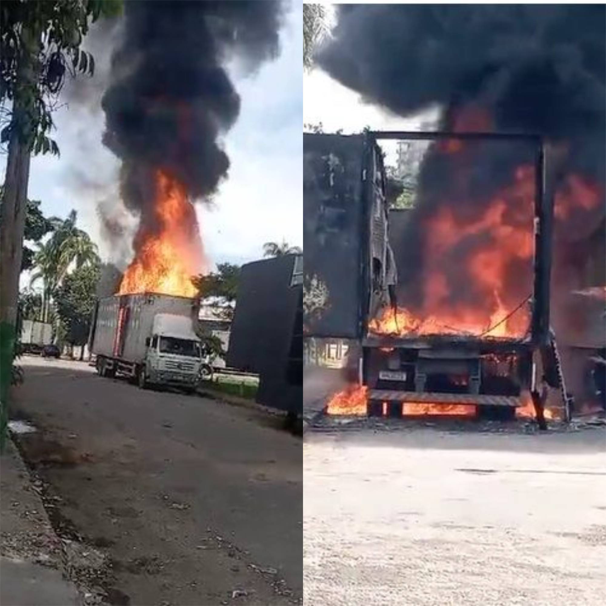 Caminhão de indústria moveleira de Ubá pega fogo no Rio de Janeiro