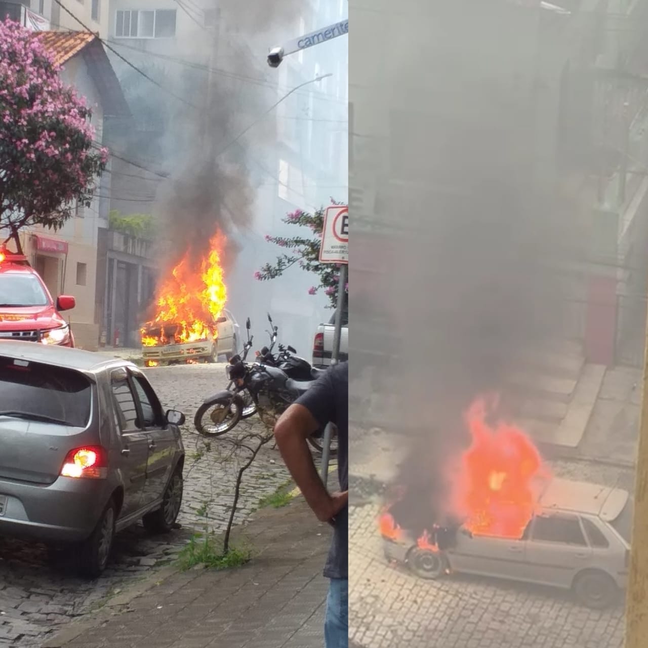 Motorista escapa após incêndio em veículo em movimento na rua Gomes Barbosa