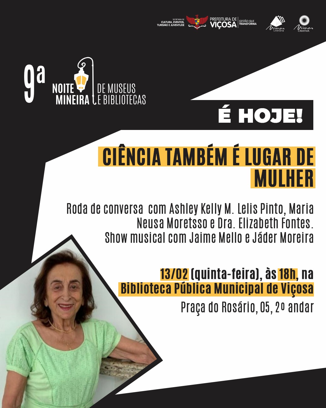 Viçosa celebra mulheres na ciência em noite de museus e bibliotecas