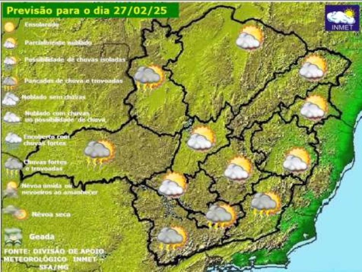 Previsão do tempo para Viçosa e região nesta quinta-feira (27)