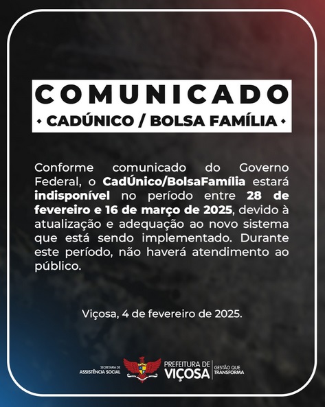 CadÚnico e Bolsa Família: Sistema estará indisponível por quase um mês