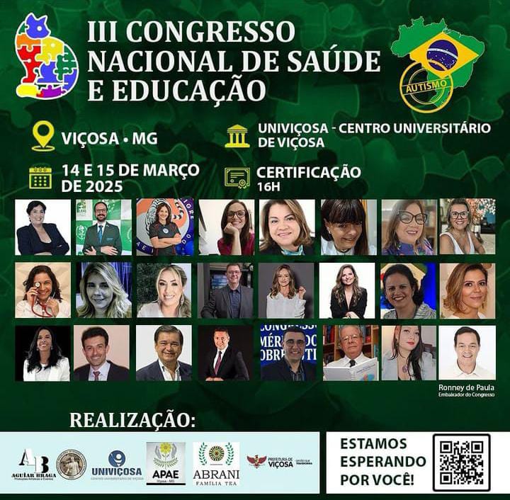 Viçosa recebe o III Congresso Nacional de Saúde e Educação sobre autismo
