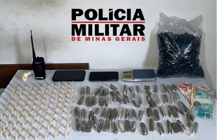 PM prende 3 suspeitos e apreende menor por tráfico de drogas em Ubá
