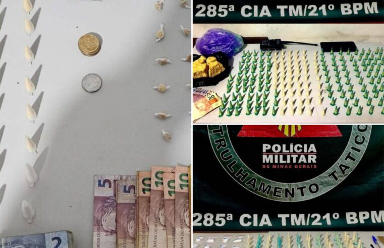 PM realiza prisões por tráfico de drogas, em Ubá