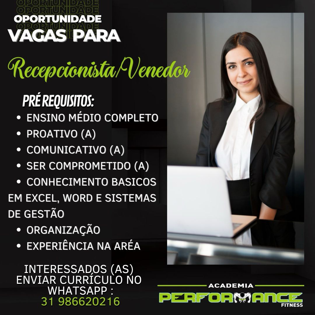 Academia abre vaga para recepcionista/vendedor em Viçosa