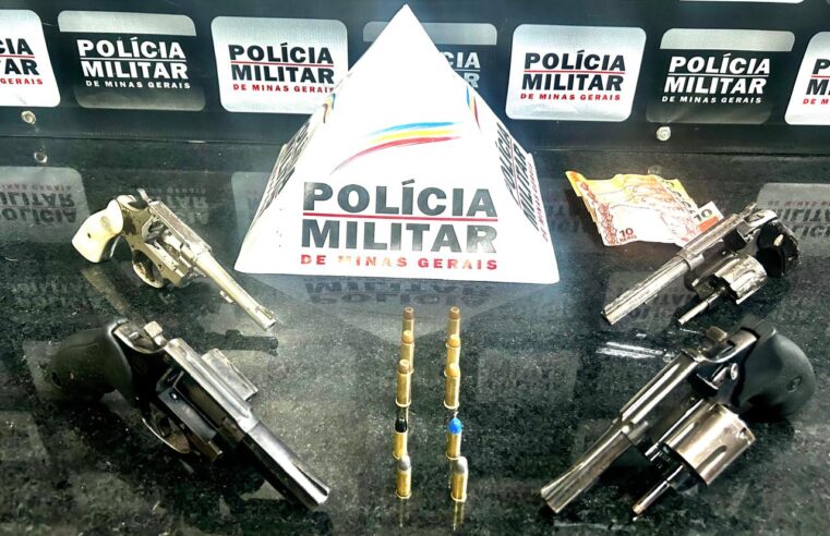 Ponte Nova: PM prende autores de homicídio tentado, recupera moto furtada e apreende armas de fogo