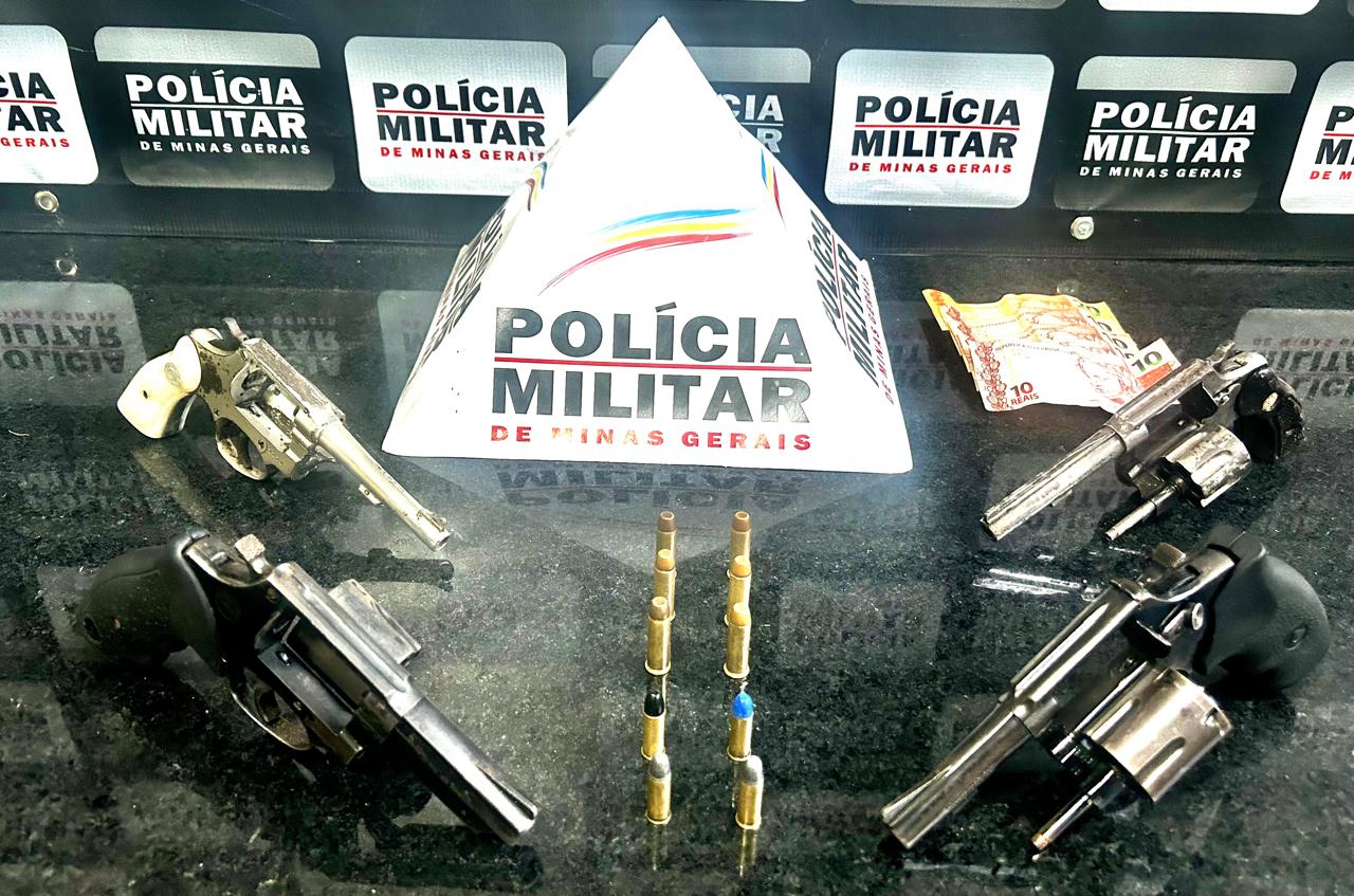 Ponte Nova: PM prende autores de homicídio tentado, recupera moto furtada e apreende armas de fogo
