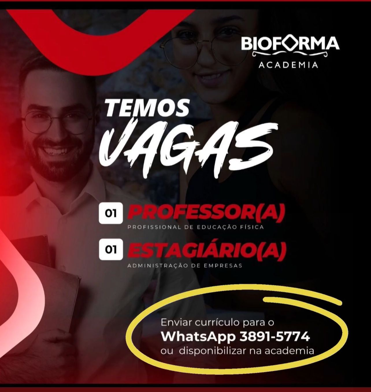 Academia abre vagas de emprego em Viçosa
