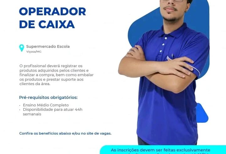 Supermercado em Viçosa abre vagas para Operador de Caixa
