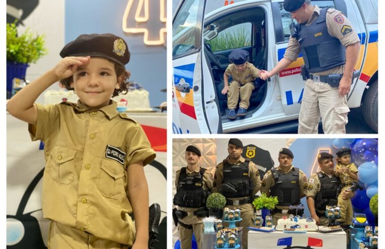 Aniversário temático da PM alegra criança em celebração especial em VRB