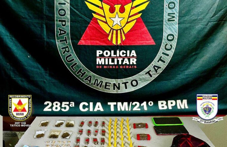 PM desarticula ponto de tráfico e dois homens são detidos, em Ubá
