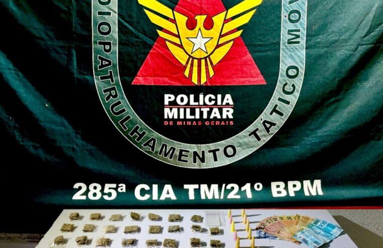 PM prende suspeito por tráfico de drogas, em Ubá