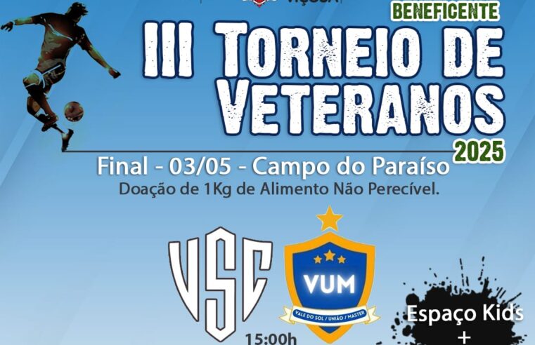 Final do 3º torneio de veteranos de Viçosa acontece no próximo sábado (3)