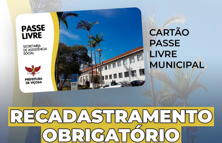 Prefeitura de Viçosa anuncia datas para recadastramento obrigatório de passe Livre