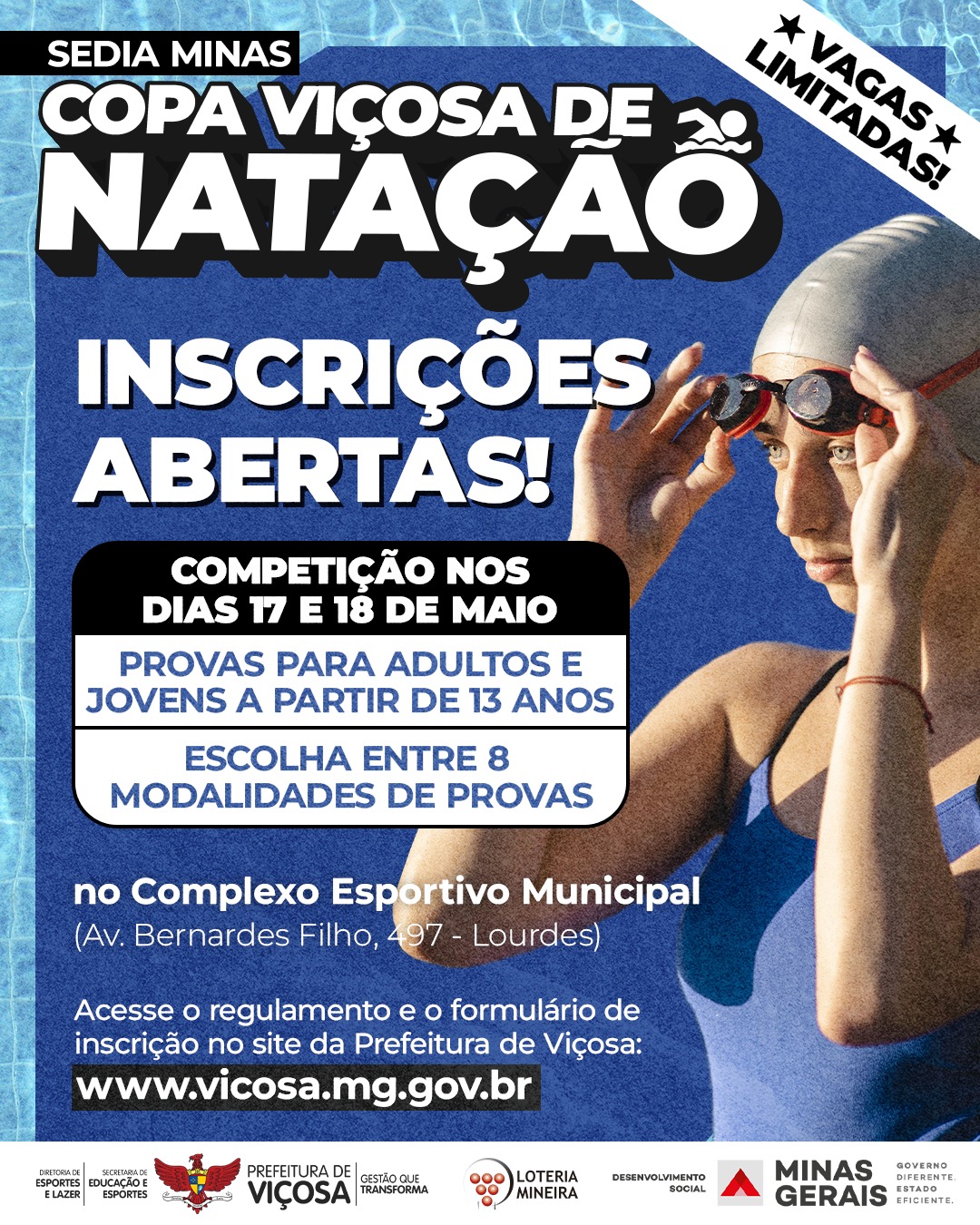 Prefeitura de Viçosa abre inscrições para a Copa de Natação Sedia Minas