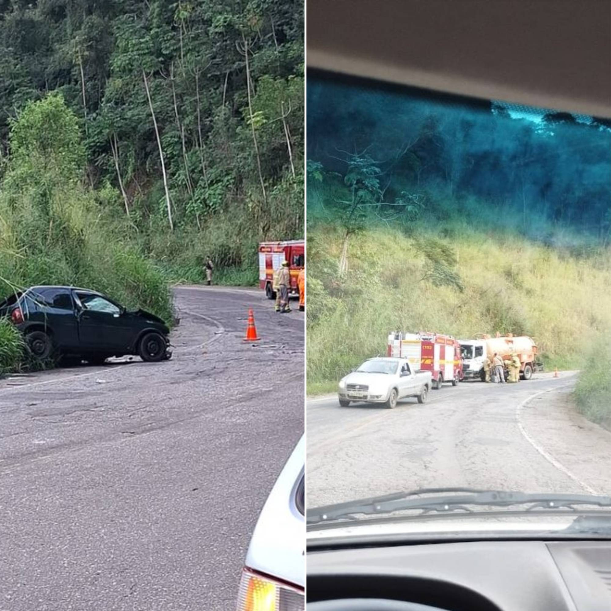Acidente fatal na BR-262, em Ponte Nova; Um homem morreu e uma mulher ficou ferida