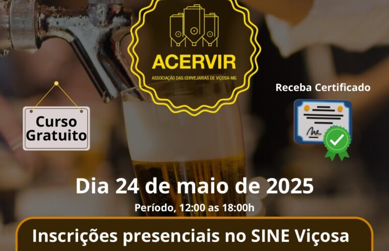 Viçosa oferece curso gratuito de serviço de chope no próximo sábado (24)