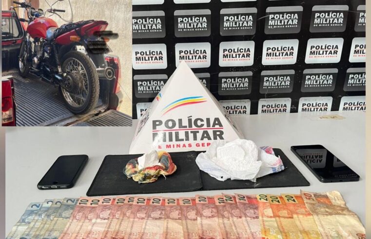 PM prende dois por tráfico de drogas e apreende cocaína e moto, em Oratórios