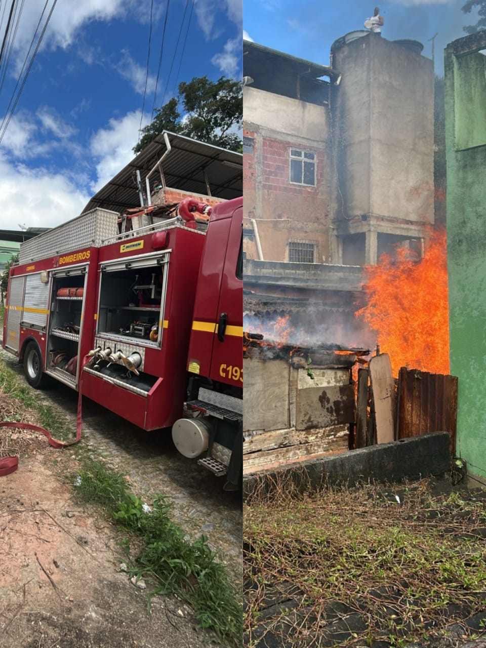 Bombeiros combatem incêndio em residência no Bom Jesus