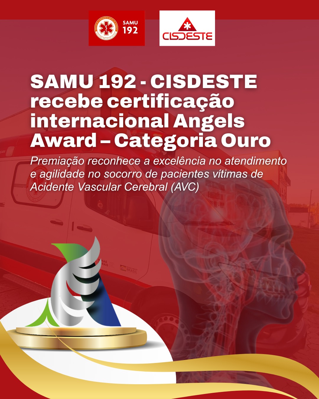 SAMU regional recebe ouro por atendimento de AVC