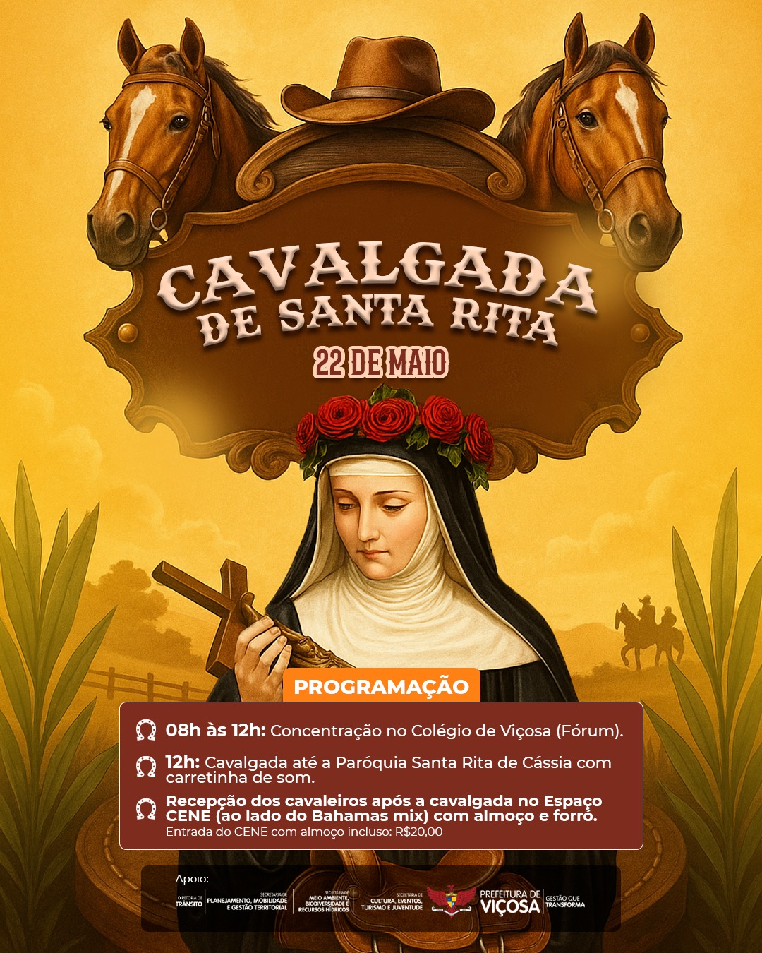 Viçosa: Cavalgada de Santa Rita terá programação especial e foco no bem-estar animal