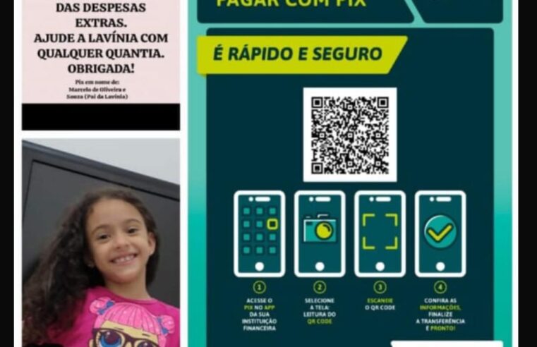 Lavínia permanece em coma em Juiz de Fora; Pai Pede ajuda para custear deslocamentos