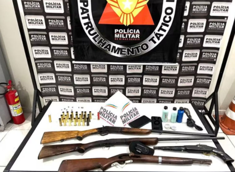 PM prende homem por posse ilegal de armas após denúncia de violência doméstica