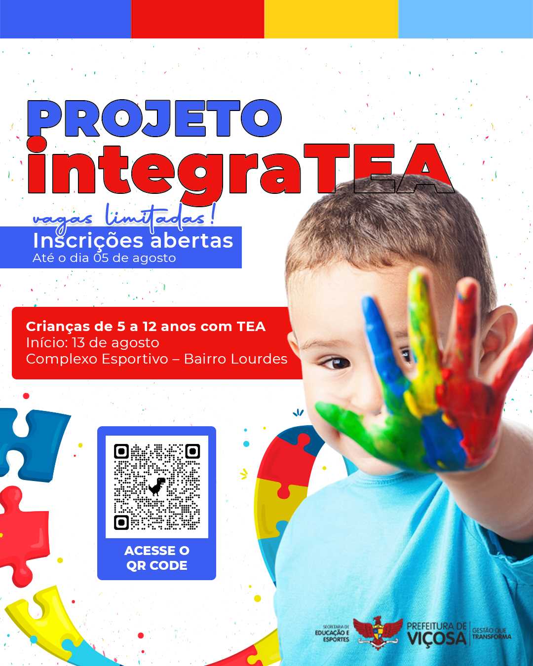 Viçosa abre inscrições para projeto voltado a crianças com TEA e seus responsáveis