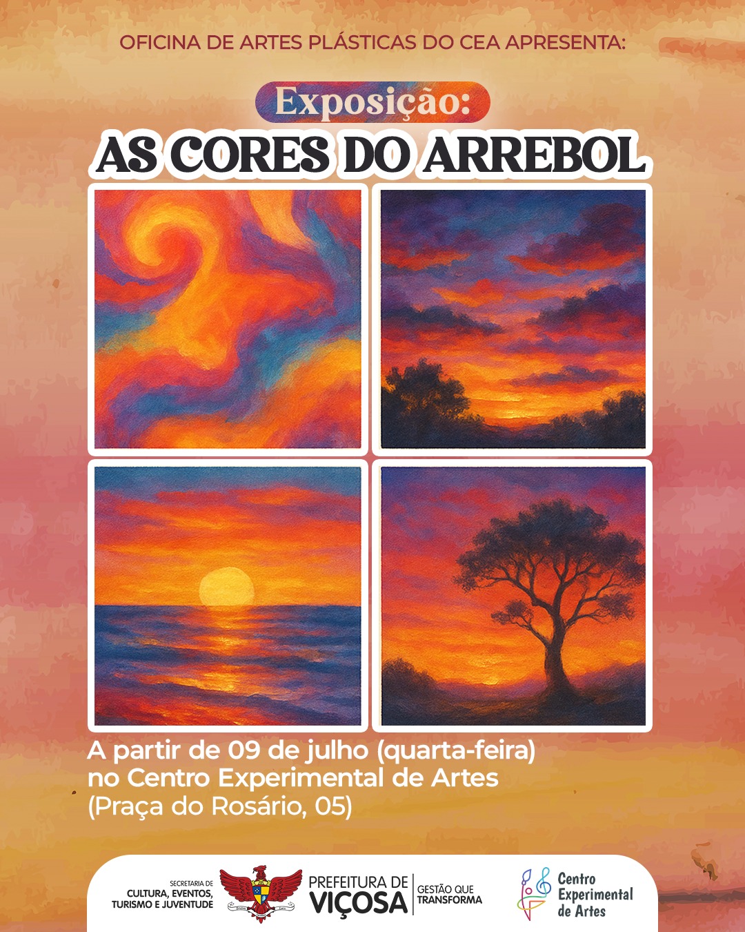 CEA promove exposição “Cores do Arrebol” com obras de alunos da Oficina de Artes Plásticas
