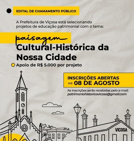 Viçosa lança edital de R$ 50 mil para projetos culturais de valorização histórica e identitária