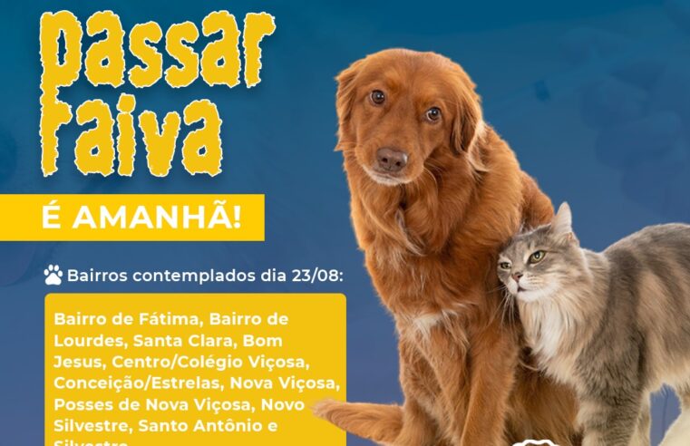 Campanha de Vacinação Antirrábica acontece neste sábado em Viçosa