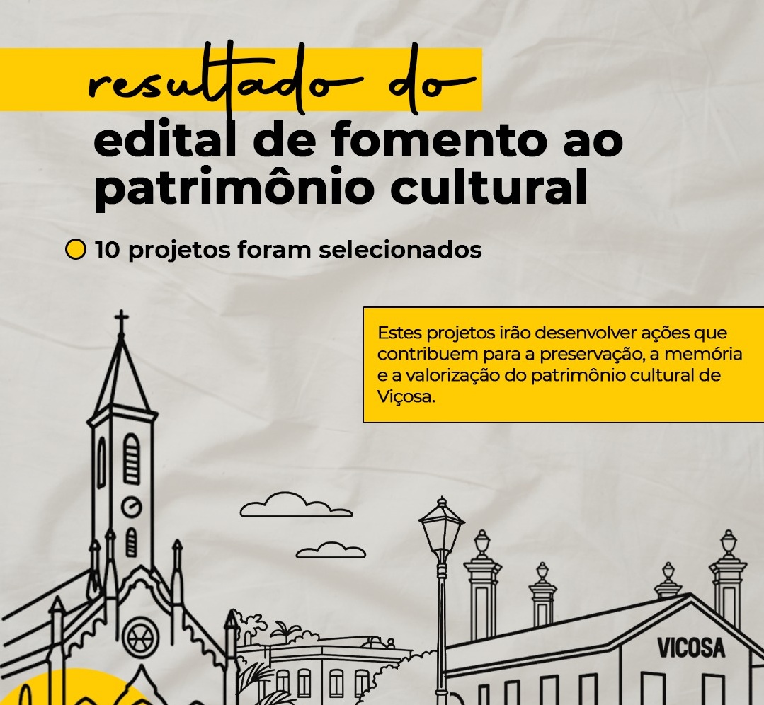 Viçosa: Prefeitura divulga resultado do edital de fomento ao patrimônio cultural