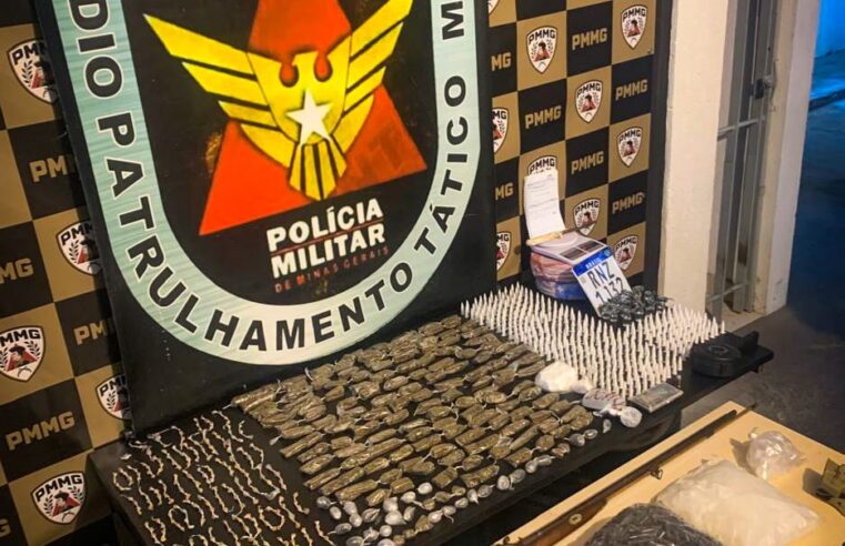 PM apreende grande quantidade de drogas e arma de fogo em Viçosa