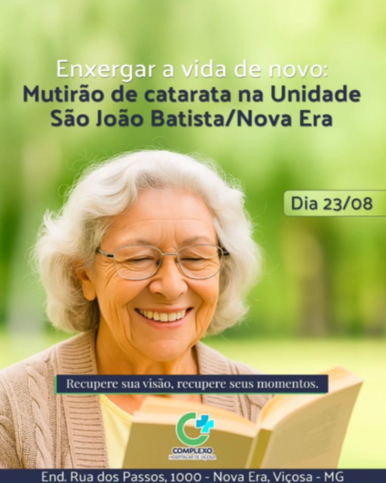 Mutirão de cirurgias de catarata será realizado no dia (23), em Viçosa