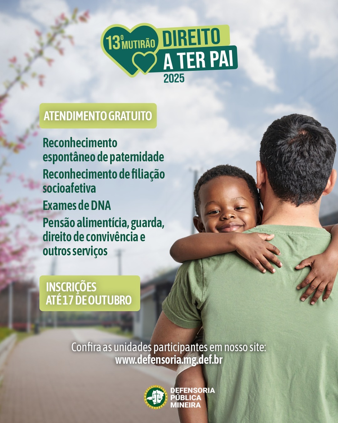 Inscrições para o Mutirão Direito a Ter Pai 2025 vão até 17 de outubro