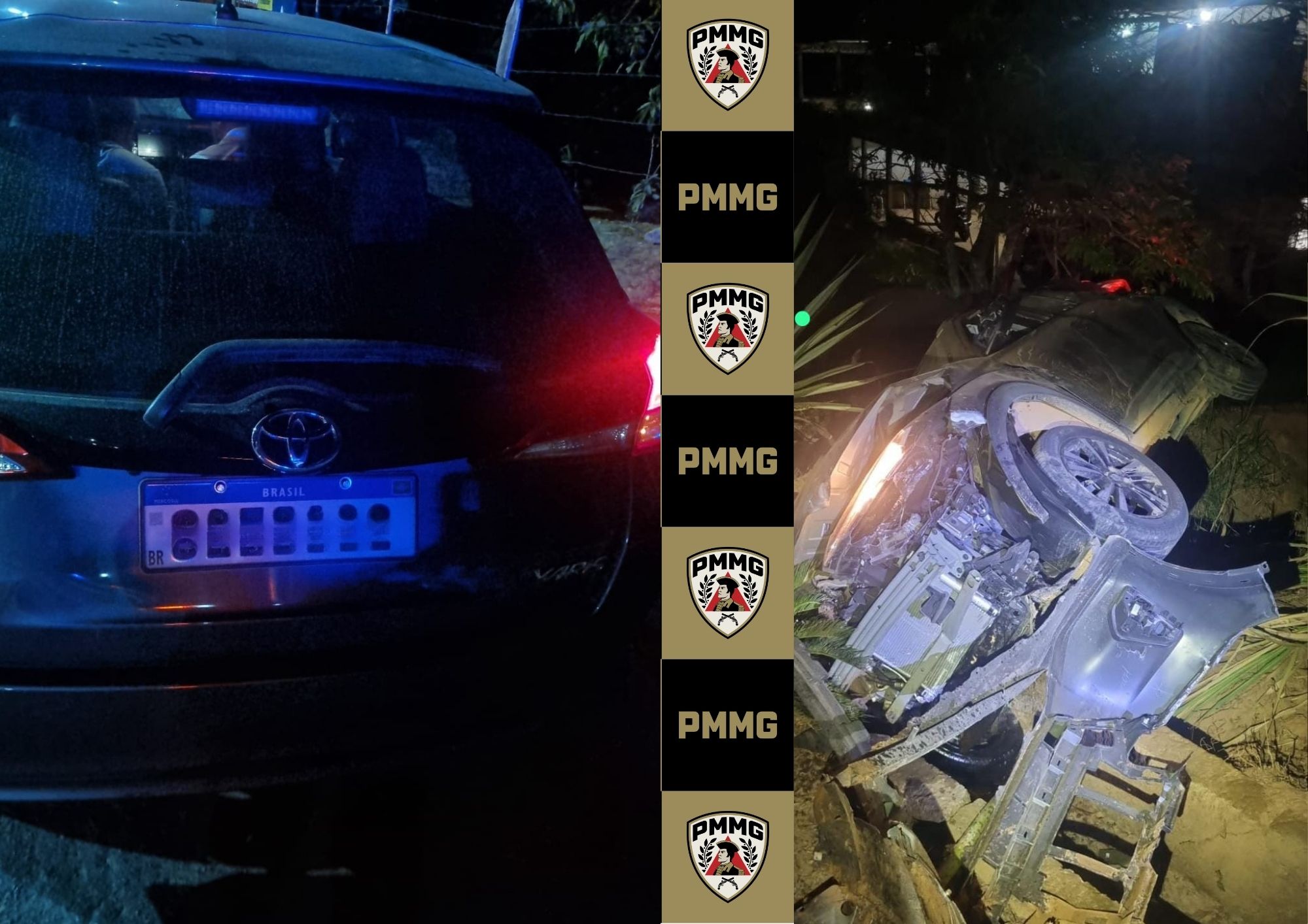 Perseguição policial a veículo clonado em Ubá termina com acidente e prisão