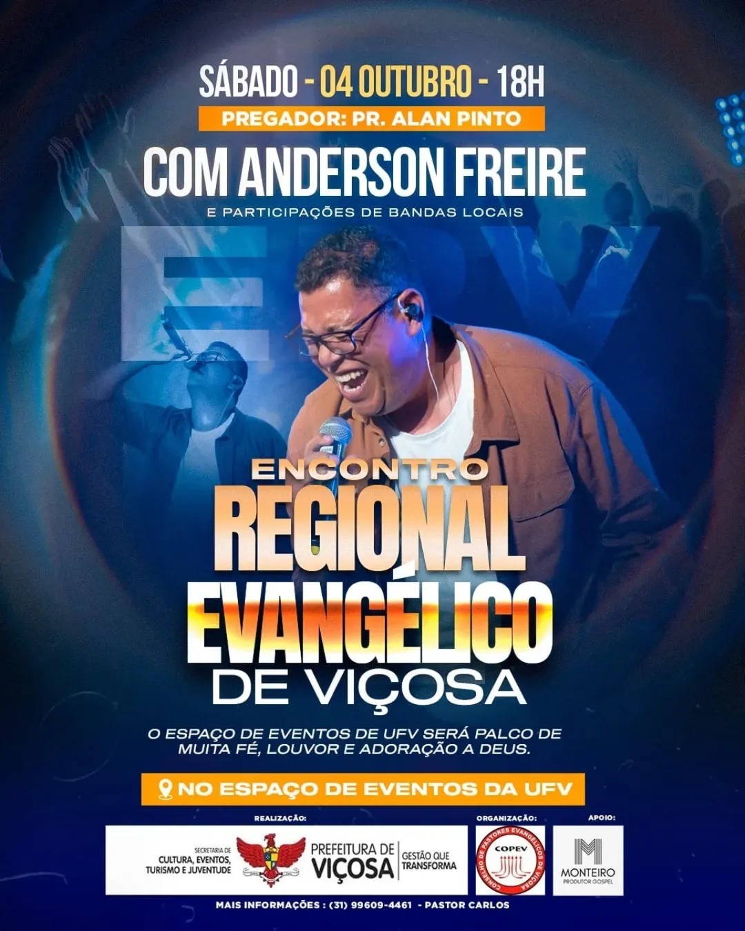 Viçosa recebe Encontro Regional Evangélico com Anderson Freire no dia 4 de outubro