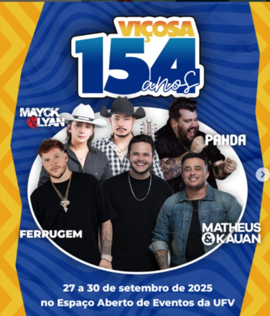 Prefeitura anuncia a programação das festa de  aniversário de Viçosa