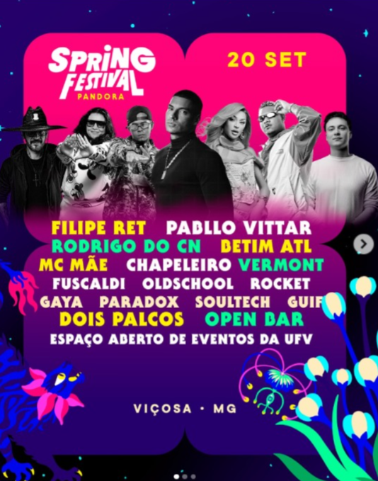 Viçosa recebe Spring Festival Pandora com shows de Pabllo Vittar e Filipe Ret