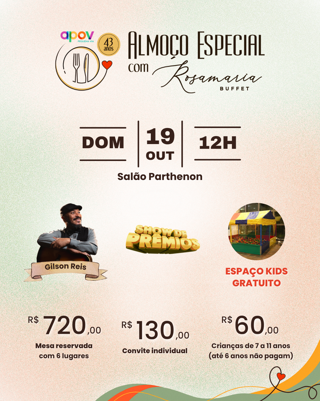 APOV promove Almoço Especial com Buffet Rosamaria no dia 19 de outubro em Viçosa
