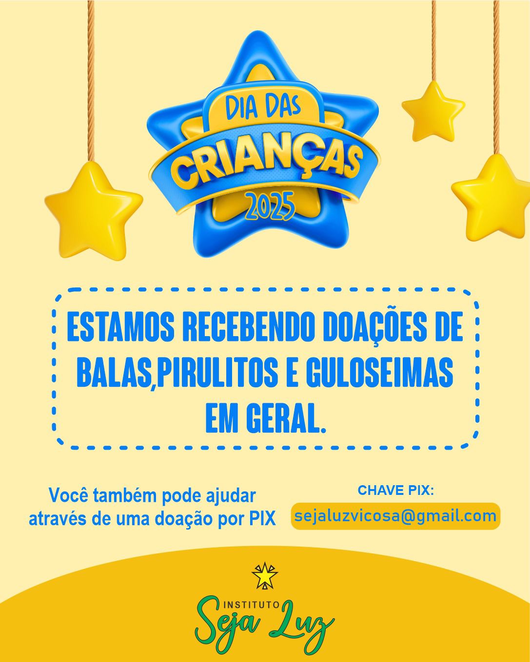 Projeto Seja Luz Lança Campanha para a Maior Festa do Dia das Crianças em Viçosa
